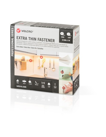 Cinta adhesiva extrafina, blanca, 20 mm x 5 m