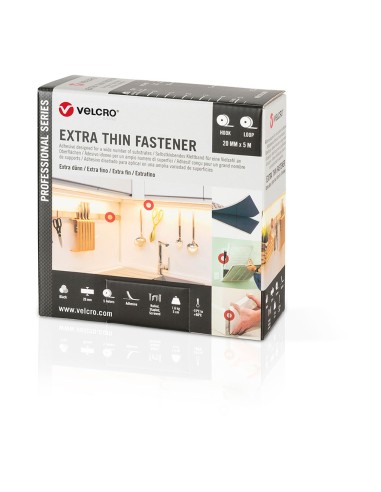 Cinta adhesiva extrafina, negra, 20 mm x 5 m