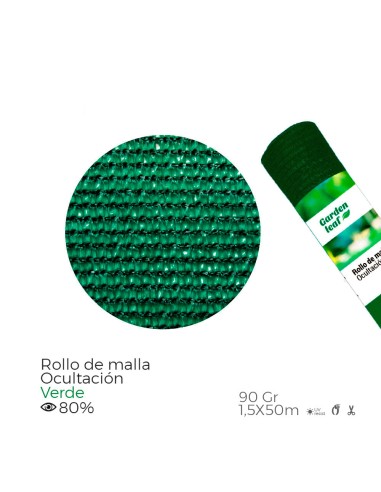 Rollo de malla de ocultación color verde 90g 1,5 x 50 m