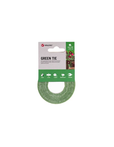 Velcro® cinta sujeción plantas, verde, 12 mm x 5 m