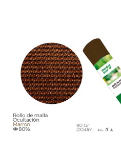 Rollo de malla de ocultación color marrón densidad 90g, 2x50m