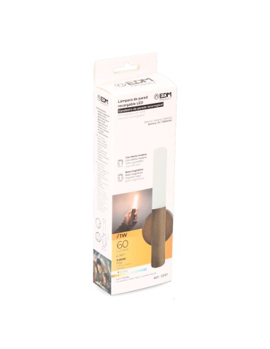 Lámpara de pared recargable led 1w 60 lm 3.000 k