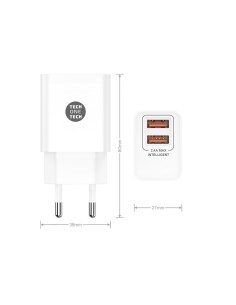 Cargador doble 2,4 a + cable nylon micro usb blanco 2