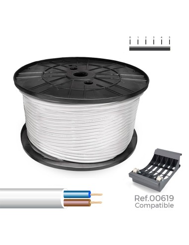 Manguera tubular h05vv-f 2 x 1,00 mm² blanca 300 m. ( bobina grande )