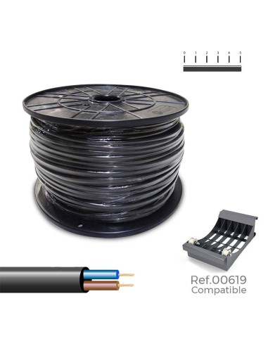 Manguera tubular h05vv-f 2 x 1,00 mm² negra, 300 m. ( bobina grande )