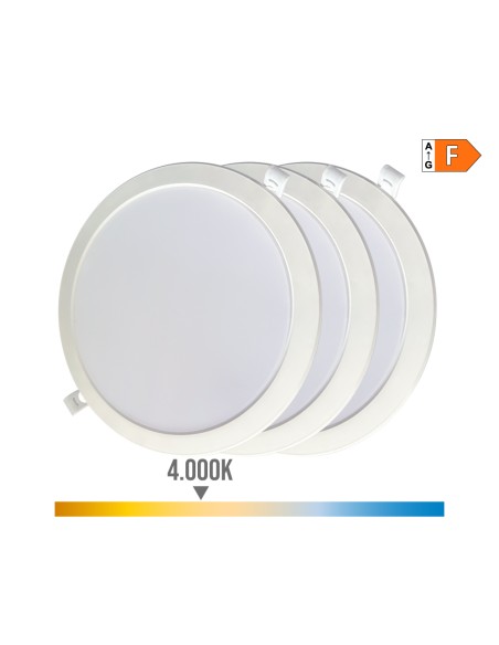 Pack 3 downlights led 18w luz día 4000 k