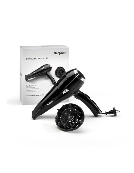 Secador de pelo negro con cable retráctil 2000 w