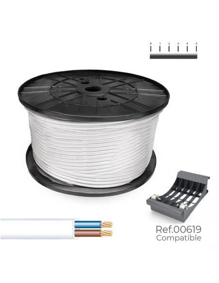 Manguera plana 2 x 1,50 mm² blanca, 200 m. (bobina grande)