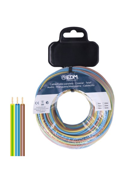 Carrete cablecillo trenzado h07z1-k 3 g 1,50 mm² 3 colores, 25 m