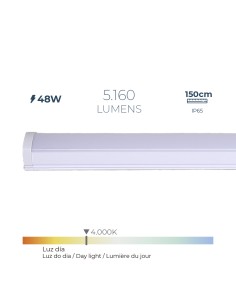 Regleta led 48 w 4.000 k luz día 5.160 lm 150 x 4,6 x 5,1cm