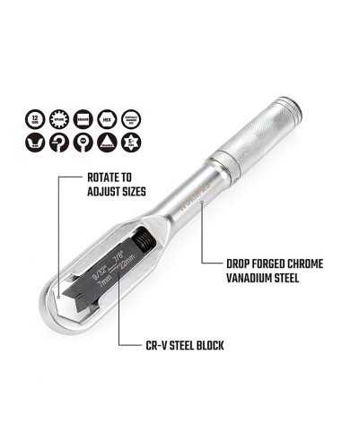 Llave ajustable universal 7 - 22 mm, métrica y sae