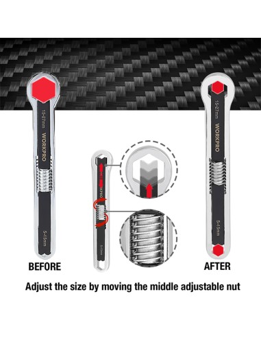 Llave ajustable universal 5 - 27mm, métrica y sae