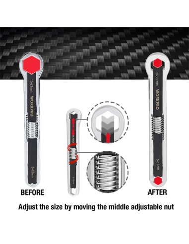 Llave ajustable universal 5 - 16 mm, métrica y sae
