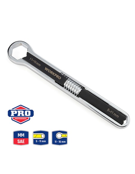 Llave ajustable universal 5 - 16 mm, métrica y sae
