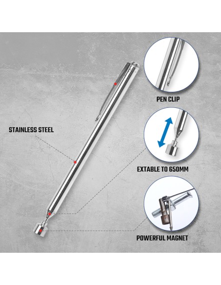Puntero magnético, extensible, 650 mm