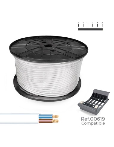 Manguera plana h03vvh2-f 2 x 0,75 mm² blanca, 400 m. (bobina grande)