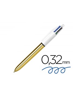 Boligrafo 4 colores punta de 1 mm cuerpo dorado
