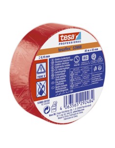 Cinta aislante homologada roja 25 m x 25 mm