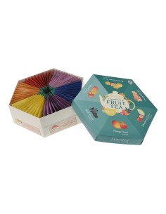 Caja de té hexagonal, 6 sabores, 60 bolsas