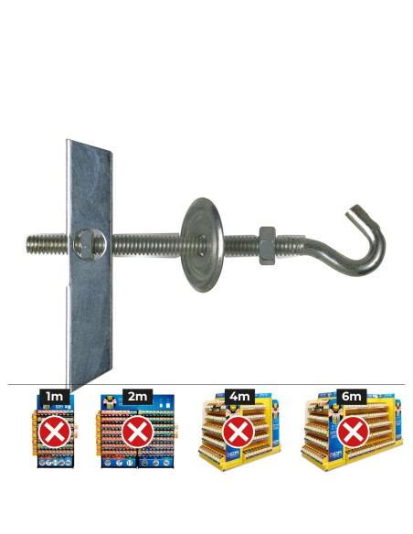 Basculante con gancho m4 con arandela y tuerca (caja 100 unid)