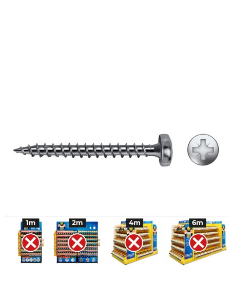 Caja 1000 unidades tornillo madera vlox b rosca completa alomado impronta pz ø 2,5 x 15 mm. cincado