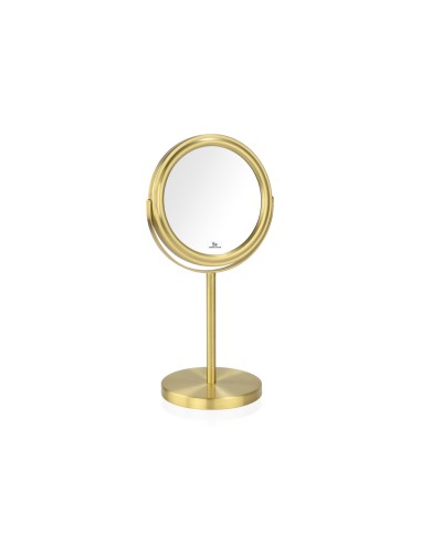 Espejo redondo pie metal dorado ø17 cm x5au
