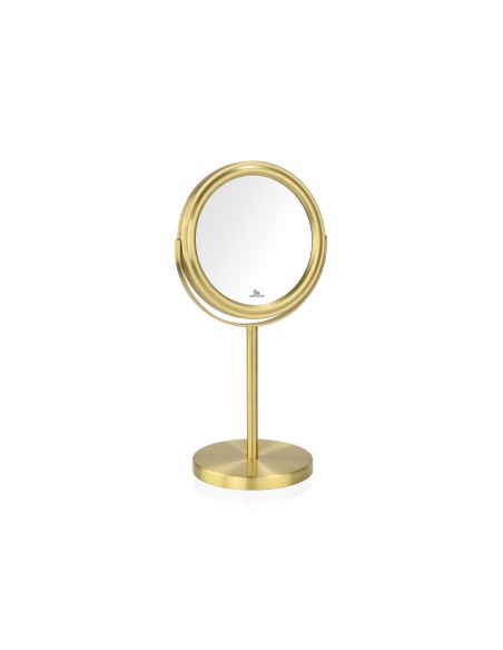 Espejo redondo pie metal dorado ø17 cm x5au