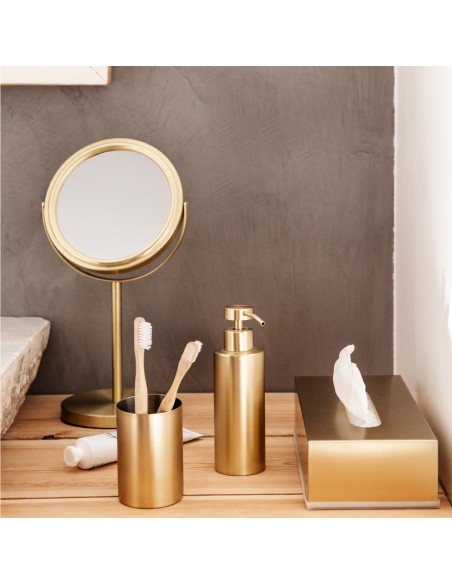 Espejo redondo pie metal dorado ø17 cm x5au