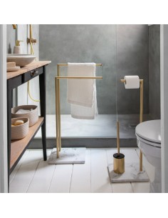 Portarrollos + escobilla inox dorado y marmol 2