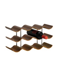 Botellero de madera nogal y metal para 12 botellas 2