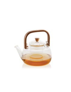 Tetera, vidrio, asa bambú, 1l 2