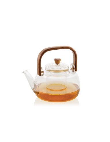 Tetera, vidrio, asa bambú, 1l