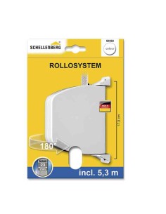 Recogedor exterior abatible giratorio 180° con 5,3 m de cinta, 34 x 188 x 156 mm blanco