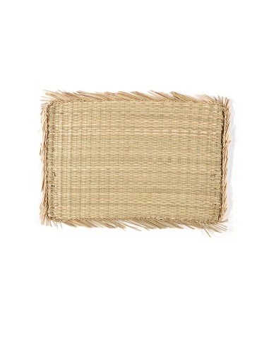 Mantel individual, alga marina, flecos, 47 x 32 cm