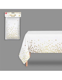 Mantel blanco / dorado. medida 1,80 x 1,20 cm