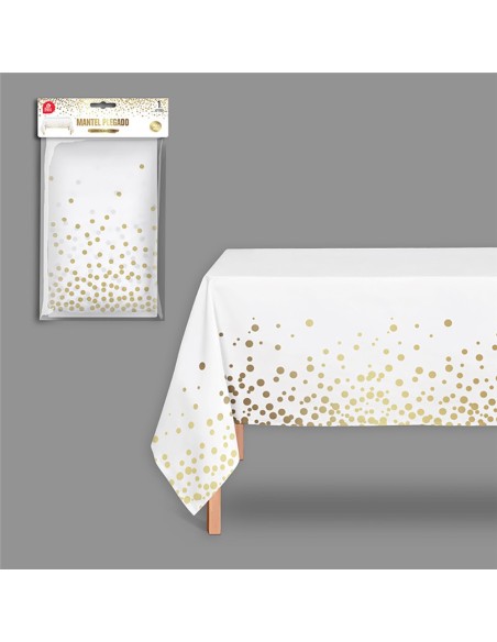 Mantel blanco / dorado. medida 1,80 x 1,20 cm