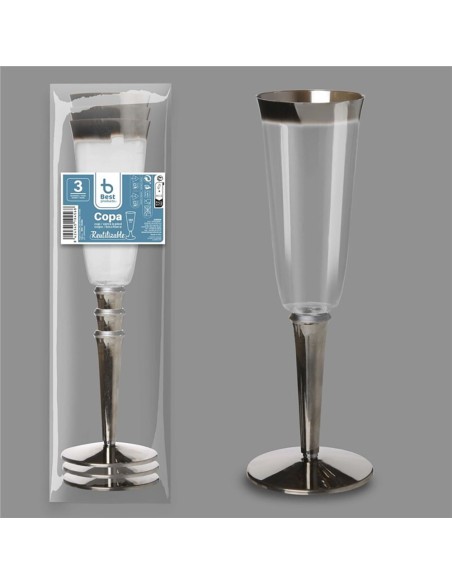 Copa para cava reutilizable, 3 unidades. capacidad 180 cc
