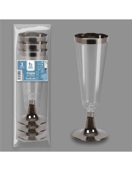 Copa para cava reutilizable, 3 unidades. capacidad 150 cc