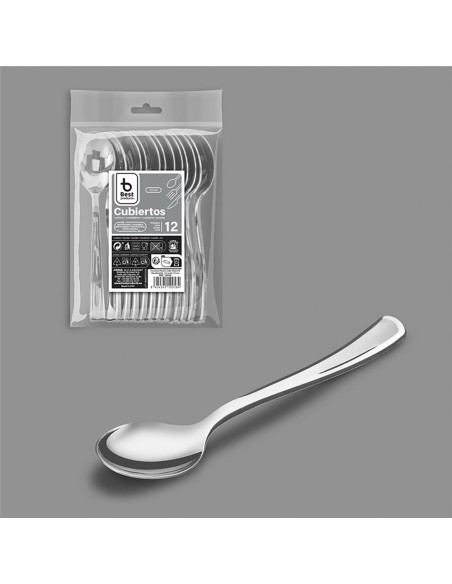 Cuchara postre-café 13 cm, plata, 12 unidades
