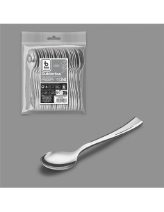 Cuchara de degustación 10 cm, plata, 24 unidades