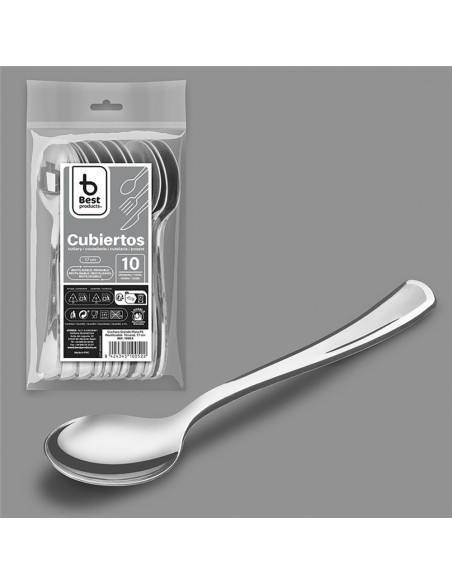 Cuchara reutilizable 17 cm, plata
