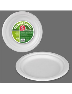 Plato postre biodegradable ø17 cm, 25 unidades
