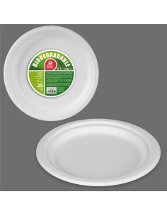Plato extra grande biodegradable ø25 cm, 25 unidades