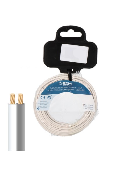 Carrete cable paralelo 2x0,75 mm² blanco/gris "audio" 25 m