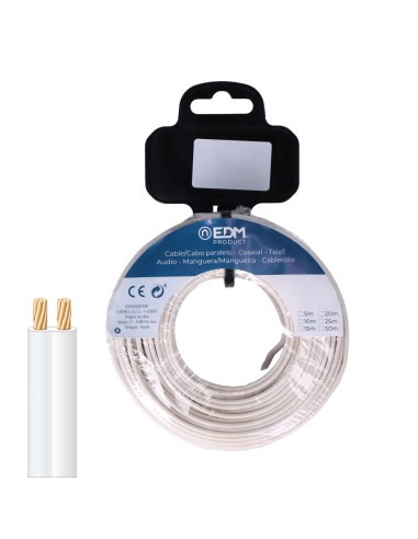 Carrete cable paralelo 2x2,50 mm² blanco "audio" 05 m