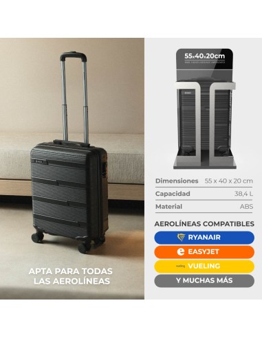 Set de maletas 3 piezas negro, 12", 20" y 24"