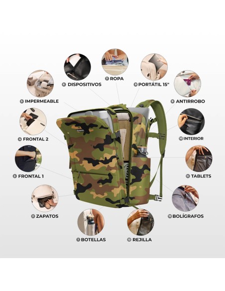Mochila de 20 l explorer backpack b40 40 x 25 x 20 cm. estampado camuflaje