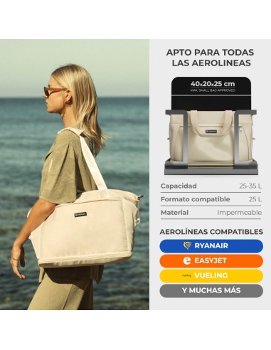 Bolsa de avion beige 25 - 35 l