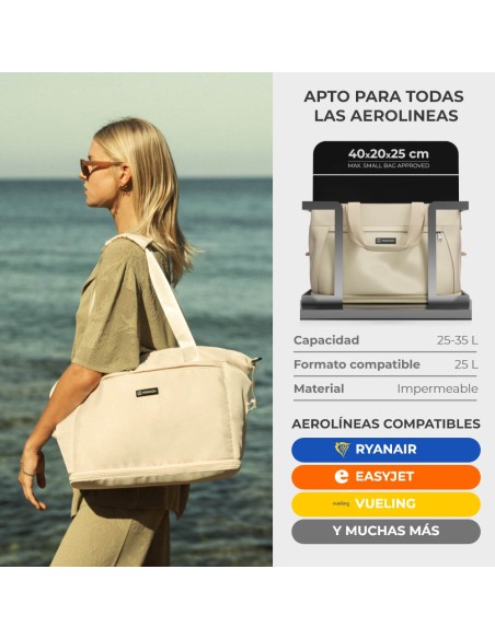 Bolsa de avion beige 25 - 35 l