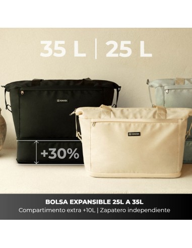 Bolsa de avion beige 25 - 35 l